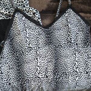 Rene Rofe Animal Print Pajama Top and 3 Bottoms 1 Blk, 2 Print